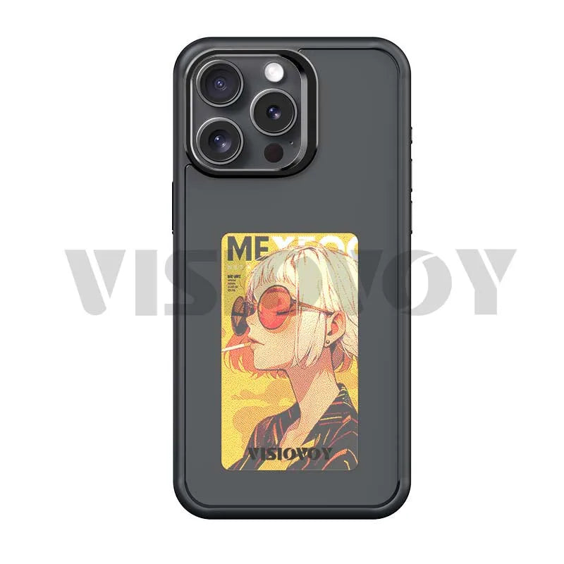 NFC-Enabled Smart Phone Case: The Anime Adventure for Your iPhone 16, 15, 14, 13 Pro Max! Complete with 4 Color Screen & DIY Cartoon Girl Fun!