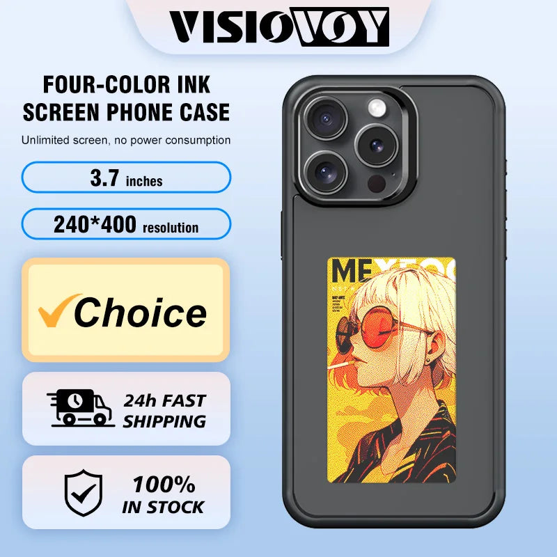 NFC-Enabled Smart Phone Case: The Anime Adventure for Your iPhone 16, 15, 14, 13 Pro Max! Complete with 4 Color Screen & DIY Cartoon Girl Fun!